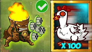 Every Plants Max Level 1 Power Up Vs 100 Animal Zombies - PvZ 2 Challenge