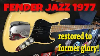 PIMP MY BASS! 1977 Fender Jazz  bass arrived in "totally unplayable condition" but we pimped it up!