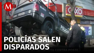 Patrulla choca con auto y se estrella contra un árbol en la Roma Sur; hay 6 personas lesionadas