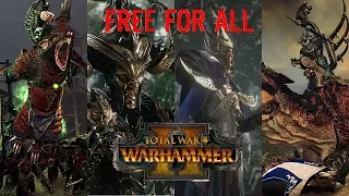 Lizardman vs Skaven vs High Elves vs Dark Elves | FREE-FOR-ALL - Total War: Warhammer 2