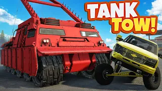 We Used a TANK TOW TRUCK to Save Trucks in Snowrunner Mods!