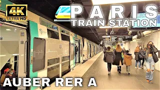 🇫🇷Paris Auber Train Station RER A【4K】- Largest Vaulted Underground Stations - MI2N + MI09