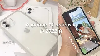  iPhone 11 (white, 128 gb) aesthetic unboxing in 2022 📦 | accessories, ios 15 setup & camera test