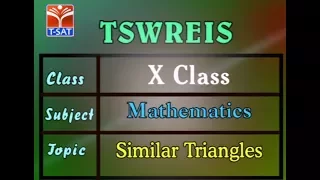TSWREIS ||  Mathematics - Similar Triangles - P1  || Live Session With P Suresh Kumar