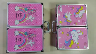 unboxing latest unicorn deluxe art kit, colour art suitcase, unicorn gifts set, floating pen, crayon