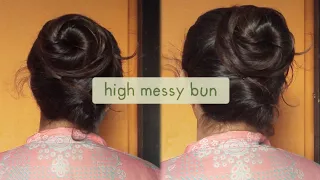 high messy hair bun for everyday #messyhairstyles #messybuntutorial #messyhairstyles