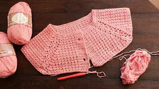 Жакет - реглан крючком (часть 1) 🌸 Crochet Jacket - raglan for girls ()