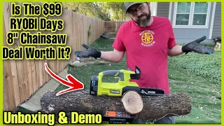 Home Depot $99 RYOBI Days 8" Chainsaw ASMR Unboxing Revew & DEMO! GIVEAWAY Winner Pick!