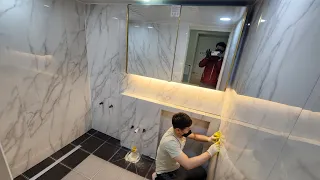 Construction of the bathroom interior that ends in one day