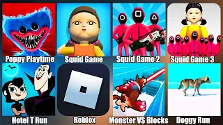 Squid Game,Poppy Playtime,Roblox,Doggy Run,Hotel T Run,Игра в Кольмара,Хаги Ваги,Роблокс