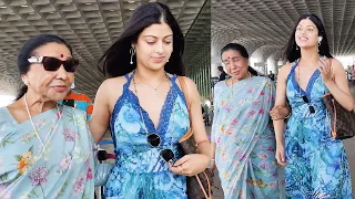 Asha Bhosle Granddaughter Zanai Bhosle Looking So Cute & Elegant at Airport