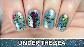 Under the Sea Nails with What's Up Nails B056 || Reverse Stamping Nail Art || caramellogram