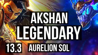 AKSHAN vs AURELION SOL (MID) | Penta, 26/1/3, Legendary, 1200+ games | EUW Master | 13.3