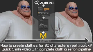 Quick cloth creation pipeline tutorial for 3D characters, in ZBrush and Marvelous Designer.