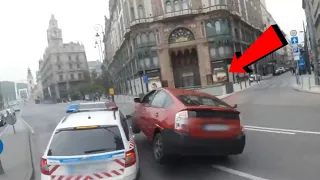 Police Car Crashes into Toyota and almost hits Stranger