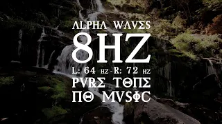 8 Hz Binaural Beats | Alpha Waves | Pure Tone | No Music | L 64 Hz - R 72 Hz | Relaxed Wakefulness