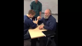 70-Year-Old Teacher Arm Wrestles Student