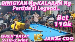 BINIGYAN NG KALABAN NG PARTIDA SI LEGEND EFREN BATA REYES 9-10+2 WINS VS JAN2X CDO | RACE-18/20