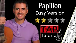 Papillon Easy Version | Classical and Fingerstyle Guitar Tutorial + Sheet and Tab