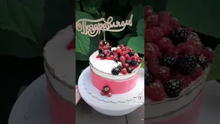 Мой первый тортик "Красный бархат" с 🍓🍓🍓#shorts #short #cake #dessert #торт #蛋糕