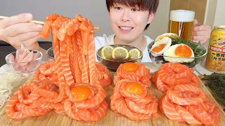 ASMR Salmon Noodles EATING SOUNDS | MUKBANG