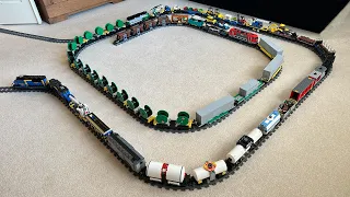 Long LEGO Cargo Train - 4 Engines and 40 Freight Cars!!