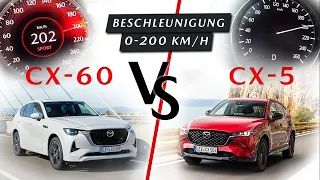 0- 200 km/h | Mazda CX-60 3.3l 200 PS Diesel vs. CX-5 2.2l 184 PS Diesel | Beschleunigungstest