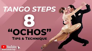 TANGO STEPS:  "Ochos"  How to do front and back Ochos. - Technique for followers & leaders.