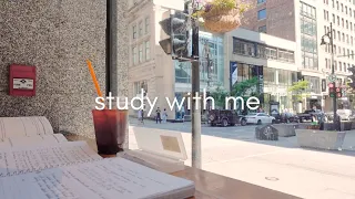 STUDY WITH ME AT A CAFE | 1-hour real-time ☕ coffee shop ambience asmr [with background noise]