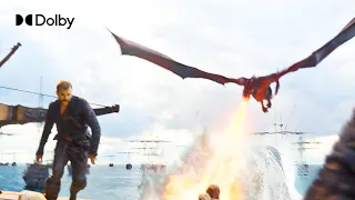 Daenerys Destroys Ships with Drogon | Game of Thrones S8 E5 | 4k 60fps