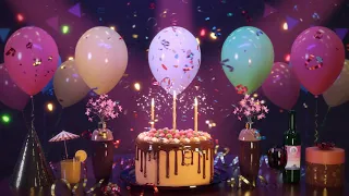 Happy Birthday Song Animation with Cake and Magical Celebration in 4K Long Version