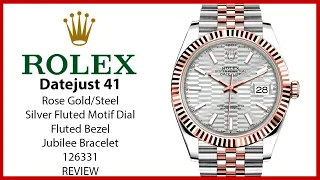▶ Rolex Datejust 41 Rose Gold/Steel Silver Fluted Index Dial Fluted Bezel Jubilee 126331 - REVIEW