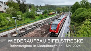 WIEDERAUFBAU EIFELSTRECKE: Bahnsteigbau in Modulbauweise