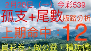 今彩539｜孤支+尾數｜牛哥539｜2023年2月20日（一）今彩539孤支尾數版路分析｜#539