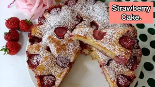 Easy Strawberry Cake.|| Perfect for breakfast & tea delicious strawberry cake.|| #r219