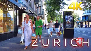 Switzerland Zurich / Luxury Shopping streets / City Center walking tour 4K 60fps