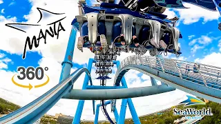 VR 360 5K Manta Roller Coaster On Ride Back Row POV SeaWorld Orlando 2022 01 04