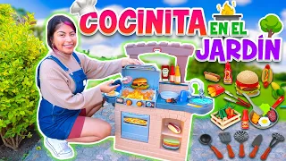 🍔COCINITA DE JARDÍN DE PLÁSTICO🥩 HAMBURGUESAS ASADAS 🔥 |JUGANDO A LA COMIDITA