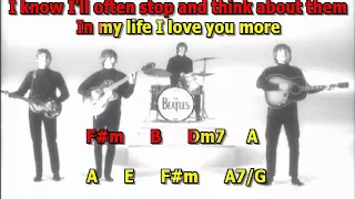 in my life Beatles best karaoke instrumental lyrics chords