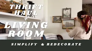 Dirt cheap thrift haul + living room redecorating and simplifying