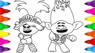 Trolls 3 Poppy Branch Dancing Coloring Pages