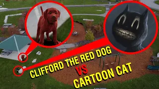 DRONE CATCHES CARTOON CAT & CLIFFORD THE BIG RED DOG AT HAUNTED PARK! (WE FOUND THEM!)