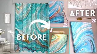 Shower Curtain Wall Art DIY Using Items You Have! | DIY Curtain Art