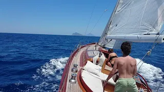 Spirit yacht sailing in the sun