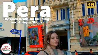 Pera District Walking Tour Istanbul, Taksim, Istiklal Street | 4K 60fps