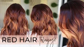 Red Hair Balayage - How to do a Foilayage while Covering Gray on a Redhead (easy tutorial!)