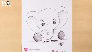 cute Baby  elephant pencildrawing@TaposhiartsAcademy