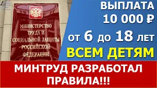 10 тысяч на детей в июле - августе 2021 года. Последние новости. Минтруд разработал правила