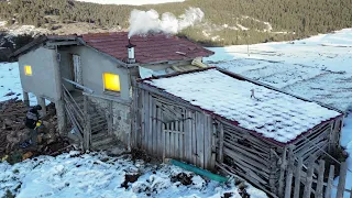 Hiding in a big old abandoned hunting lodge on a cold winter's night