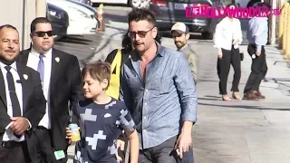 Colin Farrell & His Son James Arrive To Jimmy Kimmel Live Studios In Hollywood 3.28.19